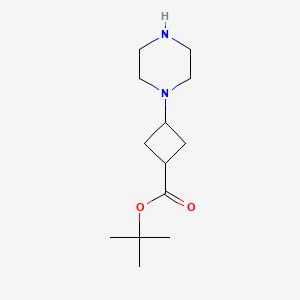 molecular formula C13H24N2O2 B13631343 Rac-tert-butyl(1s,3s)-3-(piperazin-1-yl)cyclobutane-1-carboxylate 