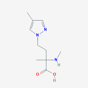 molecular formula C10H17N3O2 B13631344 2-Methyl-4-(4-methyl-1h-pyrazol-1-yl)-2-(methylamino)butanoic acid 