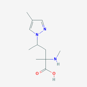 molecular formula C11H19N3O2 B13631365 2-Methyl-4-(4-methyl-1h-pyrazol-1-yl)-2-(methylamino)pentanoic acid 