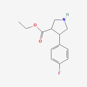 molecular formula C13H16FNO2 B13631458 Ethyl 4-(4-fluorophenyl)pyrrolidine-3-carboxylate 