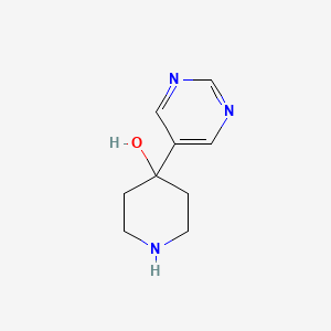 molecular formula C9H13N3O B13631472 4-(Pyrimidin-5-yl)piperidin-4-ol 