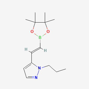 molecular formula C14H23BN2O2 B13631550 1-propyl-5-[2-(tetramethyl-1,3,2-dioxaborolan-2-yl)ethenyl]-1H-pyrazole 