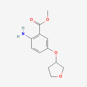 molecular formula C12H15NO4 B13631614 Methyl 2-amino-5-((tetrahydrofuran-3-yl)oxy)benzoate 