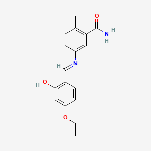 molecular formula C17H18N2O3 B13631647 5-((4-Ethoxy-2-hydroxybenzylidene)amino)-2-methylbenzamide 