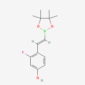 molecular formula C14H18BFO3 B13631667 3-Fluoro-4-[2-(tetramethyl-1,3,2-dioxaborolan-2-yl)ethenyl]phenol 