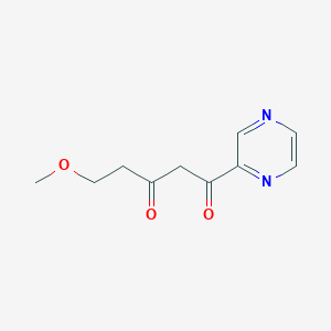 molecular formula C10H12N2O3 B13631678 5-Methoxy-1-(pyrazin-2-yl)pentane-1,3-dione 