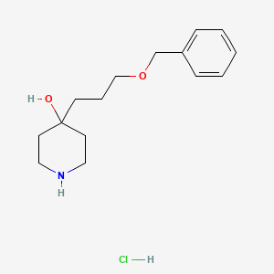 molecular formula C15H24ClNO2 B13631725 4-[3-(Benzyloxy)propyl]piperidin-4-olhydrochloride 