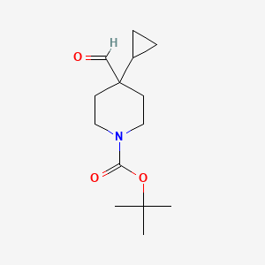 molecular formula C14H23NO3 B13631727 Tert-butyl 4-cyclopropyl-4-formylpiperidine-1-carboxylate 