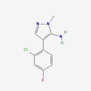 molecular formula C10H9ClFN3 B13631957 4-(2-Chloro-4-fluorophenyl)-1-methyl-1h-pyrazol-5-amine 