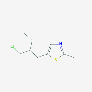 molecular formula C9H14ClNS B13632041 5-(2-(Chloromethyl)butyl)-2-methylthiazole 