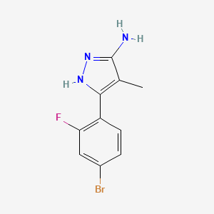 molecular formula C10H9BrFN3 B13632057 3-(4-Bromo-2-fluorophenyl)-4-methyl-1h-pyrazol-5-amine 