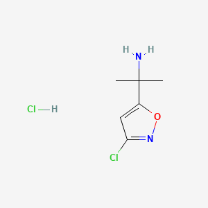 molecular formula C6H10Cl2N2O B13632086 2-(3-Chloro-1,2-oxazol-5-yl)propan-2-aminehydrochloride 