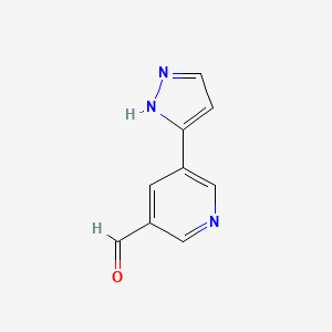 molecular formula C9H7N3O B13632110 5-(1H-Pyrazol-3-yl)nicotinaldehyde 