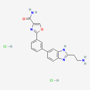 molecular formula C19H19Cl2N5O2 B13632155 2-{3-[2-(2-aminoethyl)-1H-1,3-benzodiazol-5-yl]phenyl}-1,3-oxazole-4-carboxamide dihydrochloride 