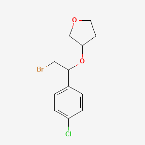 molecular formula C12H14BrClO2 B13632162 3-[2-Bromo-1-(4-chlorophenyl)ethoxy]oxolane 