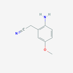 molecular formula C9H10N2O B13632329 2-(2-Amino-5-methoxyphenyl)acetonitrile 