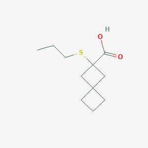 molecular formula C11H18O2S B13632335 2-(Propylthio)spiro[3.3]heptane-2-carboxylic acid 