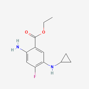 molecular formula C12H15FN2O2 B13632339 Ethyl 2-amino-5-(cyclopropylamino)-4-fluorobenzoate 