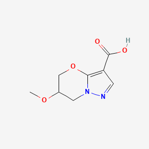 molecular formula C8H10N2O4 B13632340 6-methoxy-5H,6H,7H-pyrazolo[3,2-b][1,3]oxazine-3-carboxylic acid 