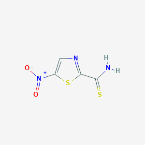 molecular formula C4H3N3O2S2 B13632359 5-Nitro-1,3-thiazole-2-carbothioamide CAS No. 36557-37-6