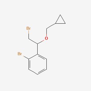 molecular formula C12H14Br2O B13632381 1-Bromo-2-(2-bromo-1-(cyclopropylmethoxy)ethyl)benzene 