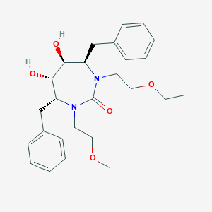 molecular formula C27H38N2O5 B136324 2H-1,3-Diazepin-2-one, 1,3-bis(2-ethoxyethyl)hexahydro-5,6-dihydroxy-4,7-bis(phenylmethyl)-, (4R,5S,6S,7R)- CAS No. 153182-63-9