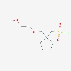 molecular formula C10H19ClO4S B13632408 (1-((2-Methoxyethoxy)methyl)cyclopentyl)methanesulfonyl chloride 