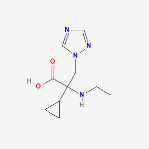 molecular formula C10H16N4O2 B13632586 2-Cyclopropyl-2-(ethylamino)-3-(1h-1,2,4-triazol-1-yl)propanoic acid 