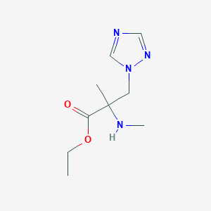 molecular formula C9H16N4O2 B13632590 Ethyl 2-methyl-2-(methylamino)-3-(1h-1,2,4-triazol-1-yl)propanoate 