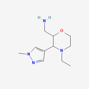 molecular formula C11H20N4O B13632637 (4-Ethyl-3-(1-methyl-1h-pyrazol-4-yl)morpholin-2-yl)methanamine 