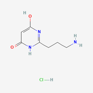 molecular formula C7H12ClN3O2 B13632673 2-(3-Aminopropyl)-6-hydroxy-3,4-dihydropyrimidin-4-one hydrochloride 