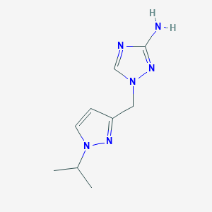 molecular formula C9H14N6 B13632894 1-((1-Isopropyl-1h-pyrazol-3-yl)methyl)-1h-1,2,4-triazol-3-amine 