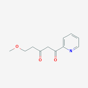 molecular formula C11H13NO3 B13632955 5-Methoxy-1-(pyridin-2-yl)pentane-1,3-dione 