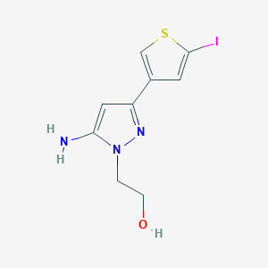 molecular formula C9H10IN3OS B13632989 2-(5-Amino-3-(5-iodothiophen-3-yl)-1h-pyrazol-1-yl)ethan-1-ol 