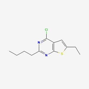 molecular formula C12H15ClN2S B13633004 2-Butyl-4-chloro-6-ethylthieno[2,3-d]pyrimidine 