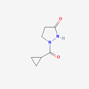 molecular formula C7H10N2O2 B13633089 1-Cyclopropanecarbonylpyrazolidin-3-one 