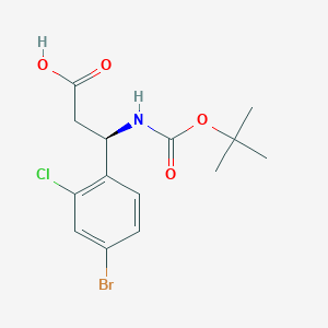 molecular formula C14H17BrClNO4 B13633168 (R)-3-(4-Bromo-2-chlorophenyl)-3-((tert-butoxycarbonyl)amino)propanoic acid 