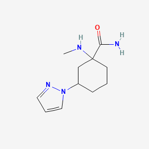 molecular formula C11H18N4O B13633170 1-(Methylamino)-3-(1h-pyrazol-1-yl)cyclohexane-1-carboxamide 