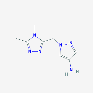 molecular formula C8H12N6 B13633191 1-((4,5-Dimethyl-4h-1,2,4-triazol-3-yl)methyl)-1h-pyrazol-4-amine 