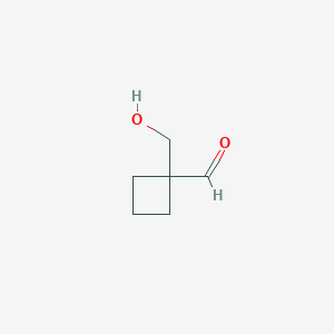 molecular formula C6H10O2 B13633259 1-(Hydroxymethyl)cyclobutane-1-carbaldehyde 