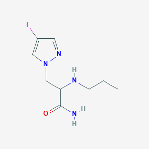 molecular formula C9H15IN4O B13633276 3-(4-Iodo-1h-pyrazol-1-yl)-2-(propylamino)propanamide 