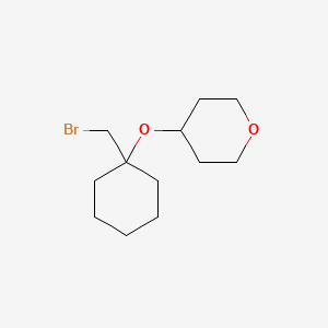 molecular formula C12H21BrO2 B13633365 4-((1-(Bromomethyl)cyclohexyl)oxy)tetrahydro-2h-pyran 