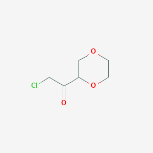 molecular formula C6H9ClO3 B13633442 2-Chloro-1-(1,4-dioxan-2-yl)ethan-1-one 