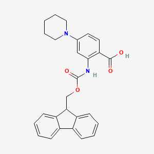 molecular formula C27H26N2O4 B13633475 2-({[(9H-fluoren-9-yl)methoxy]carbonyl}amino)-4-(piperidin-1-yl)benzoic acid 