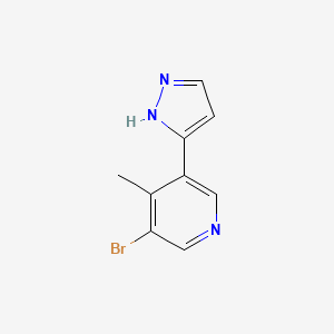 molecular formula C9H8BrN3 B13633492 3-bromo-4-methyl-5-(1H-pyrazol-3-yl)pyridine 