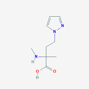 molecular formula C9H15N3O2 B13633591 2-Methyl-2-(methylamino)-4-(1h-pyrazol-1-yl)butanoic acid 