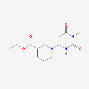 molecular formula C13H19N3O4 B13633597 Ethyl 1-(1-methyl-2,6-dioxo-1,2,3,6-tetrahydropyrimidin-4-yl)piperidine-3-carboxylate 