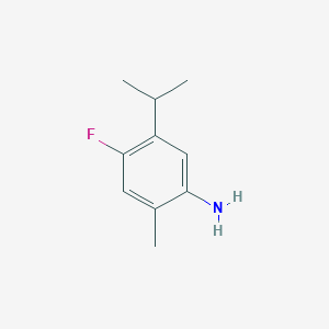 molecular formula C10H14FN B13633599 4-Fluoro-2-methyl-5-(propan-2-yl)aniline 