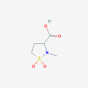 molecular formula C5H9NO4S B13633622 2-Methyl-1,1-dioxo-1lambda6,2-thiazolidine-3-carboxylicacid 