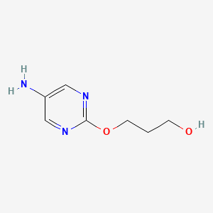 molecular formula C7H11N3O2 B13633682 3-((5-Aminopyrimidin-2-yl)oxy)propan-1-ol 